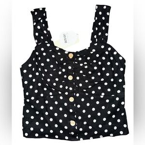 Monteau Black and White Polka Dot Tank Top
